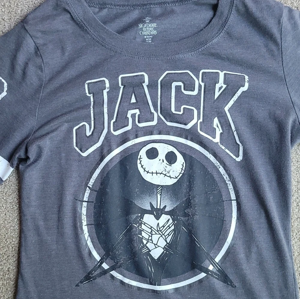 Disney Nightmare Before Christmas Jack Short Sleeve Grey Graphic Tee Shirt - Picture 10 of 12